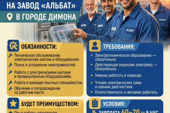 Требуются электрики и электромонтажники на завод «Альбат»